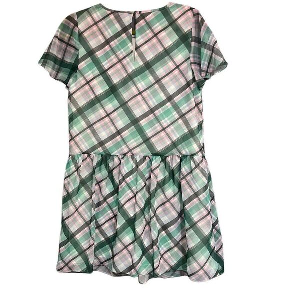 Ann Taylor Pastel Plaid Drop Waist Flutter Sleeve Shift Dress Sz 4 - Picture 3 of 7